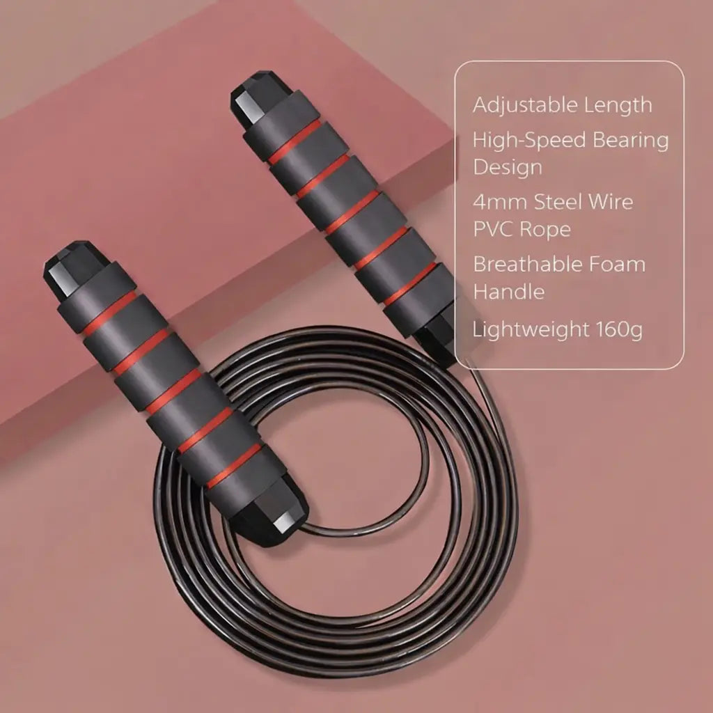 Adjustable Steel Wire Skipping Rope with 3M Adjustable Ropes, Unisex Lightweight Design, Non-Slip Foam Handles, High-Speed Ball Bearings, for Home Gym Fitness Training & Outdoor Fun