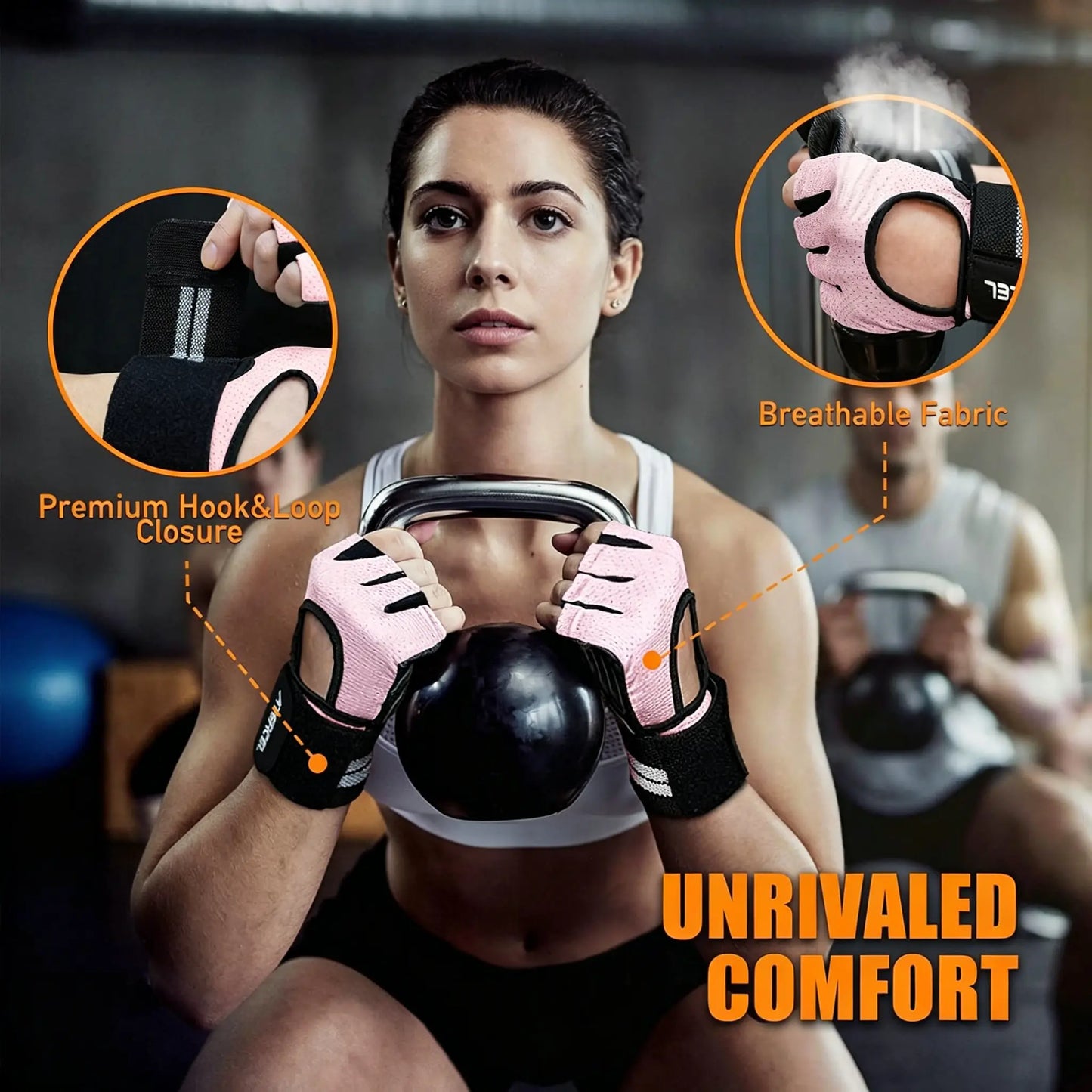 Gym Workout Gloves for Men & Women, Anti-Slip Weight Lifting Gloves with Wrist Support, Full Palm Protection & Thick Padding for Pull-Ups and Training