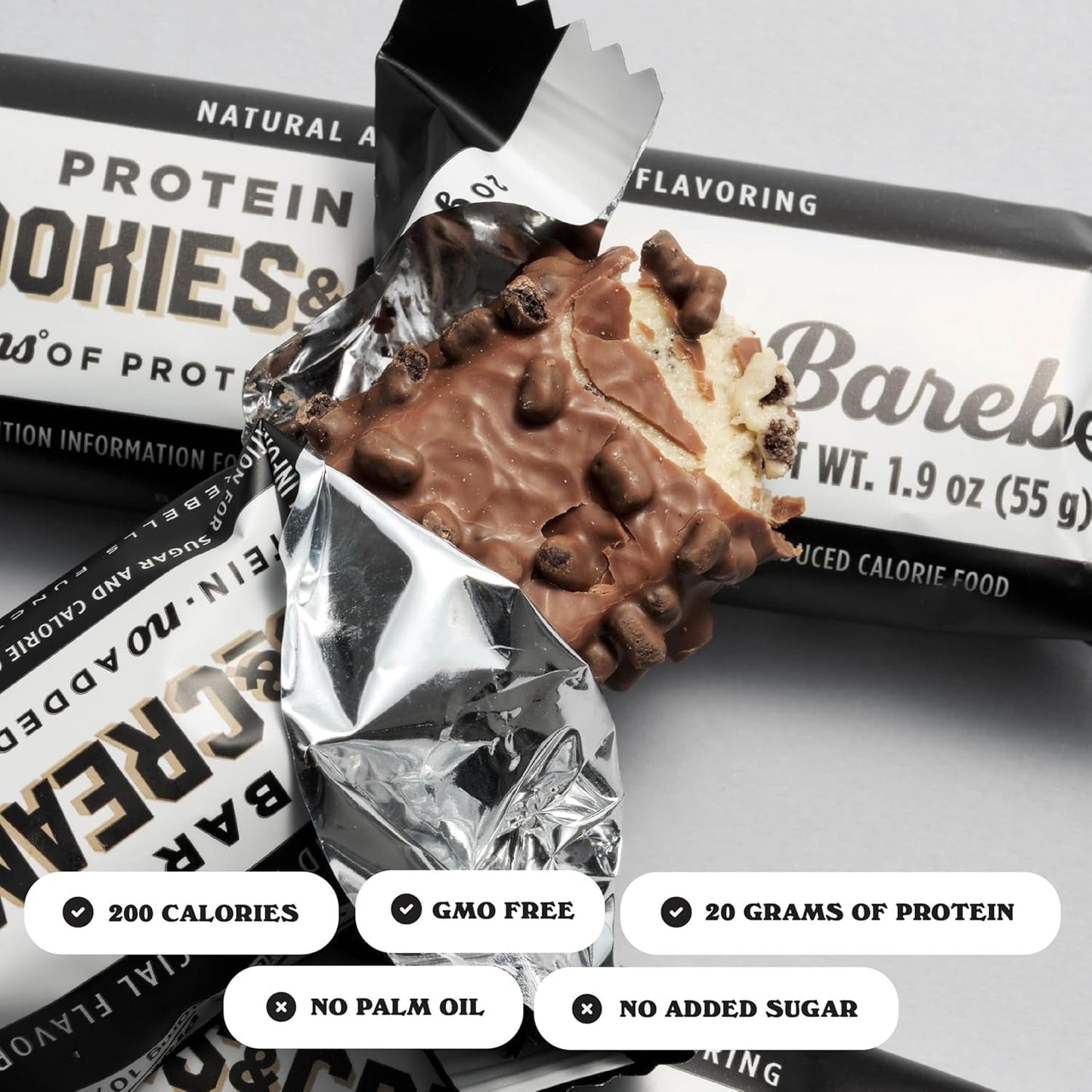 Protein Bars with 20G High Protein, 1.9Oz Bars, Cookies & Cream - 24 Count.