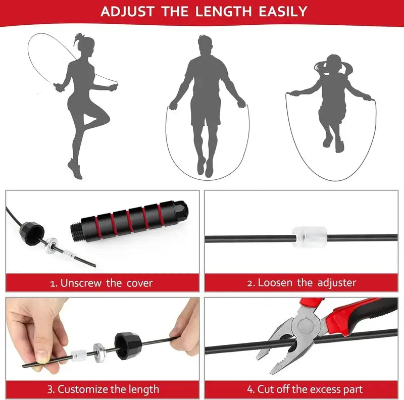 Adjustable Steel Wire Skipping Rope with 3M Adjustable Ropes, Unisex Lightweight Design, Non-Slip Foam Handles, High-Speed Ball Bearings, for Home Gym Fitness Training & Outdoor Fun