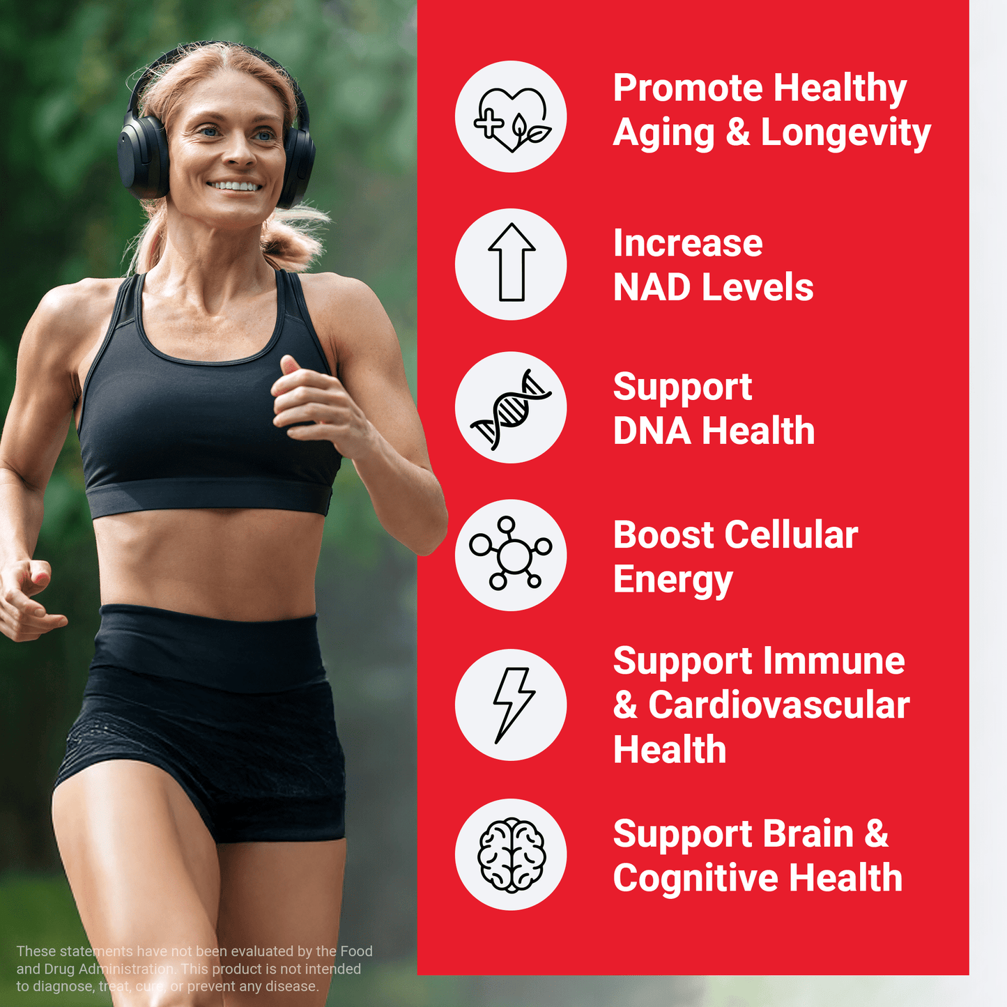 NAD+ Longevity, Healthy Aging NAD Supplement with Resveratrol & Nicotinamide for Cellular Energy & Repair, Cognitive Health, 60 Capsules