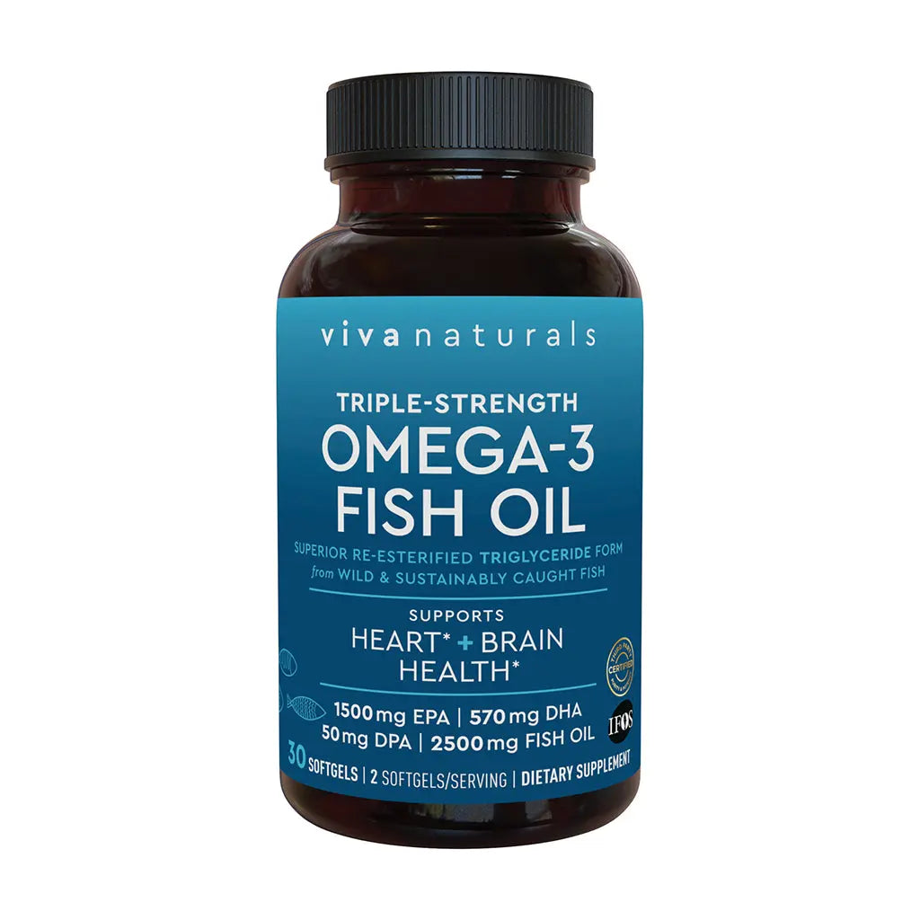 Triple-Strength Omega-3 Fish Oil Supplement - 2500 Mg Fish Oil with Re-Esterified Omega-3 Fatty Acids Including EPA, DHA & DPA - Support Heart + Brain Health - Pescatarian-Friendly Softgels