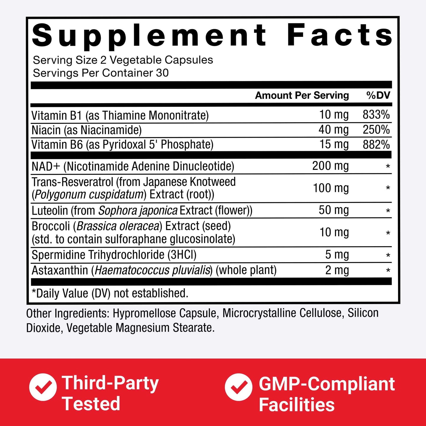 NAD+ Longevity, Healthy Aging NAD Supplement with Resveratrol & Nicotinamide for Cellular Energy & Repair, Cognitive Health, 60 Capsules