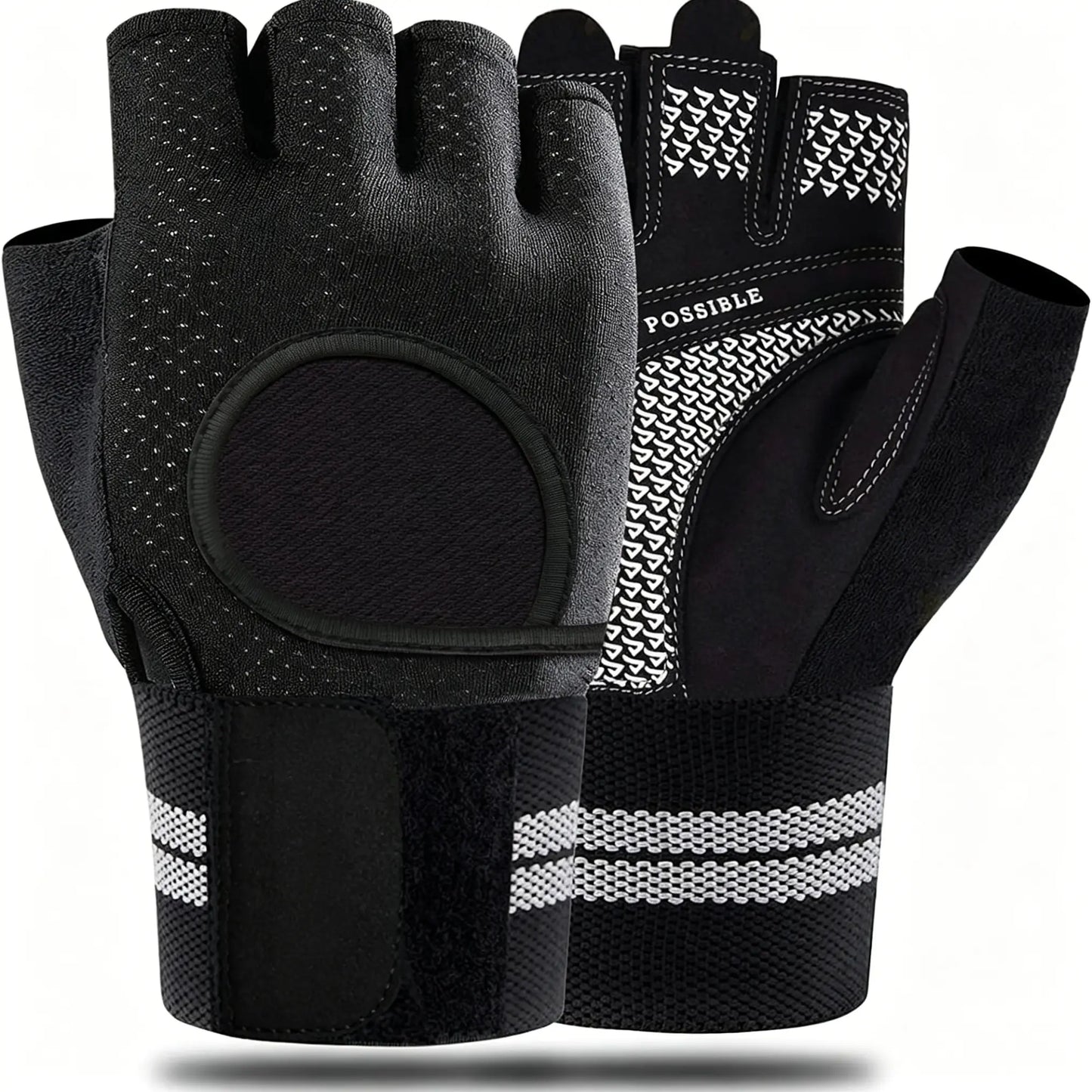 Gym Workout Gloves for Men & Women, Anti-Slip Weight Lifting Gloves with Wrist Support, Full Palm Protection & Thick Padding for Pull-Ups and Training