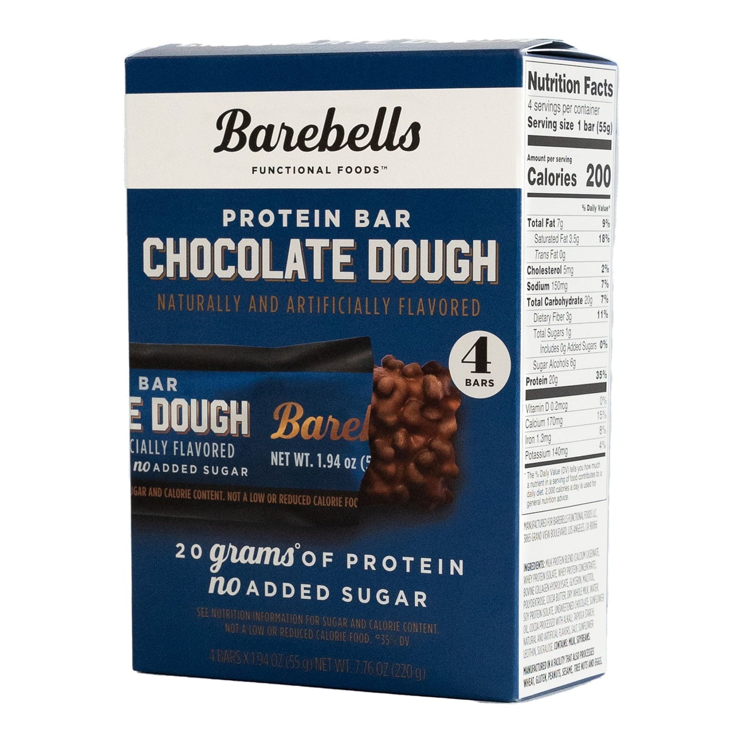 Protein Bars with 20G High Protein, 1.9Oz Bars, Chocolate Dough - 4 Count