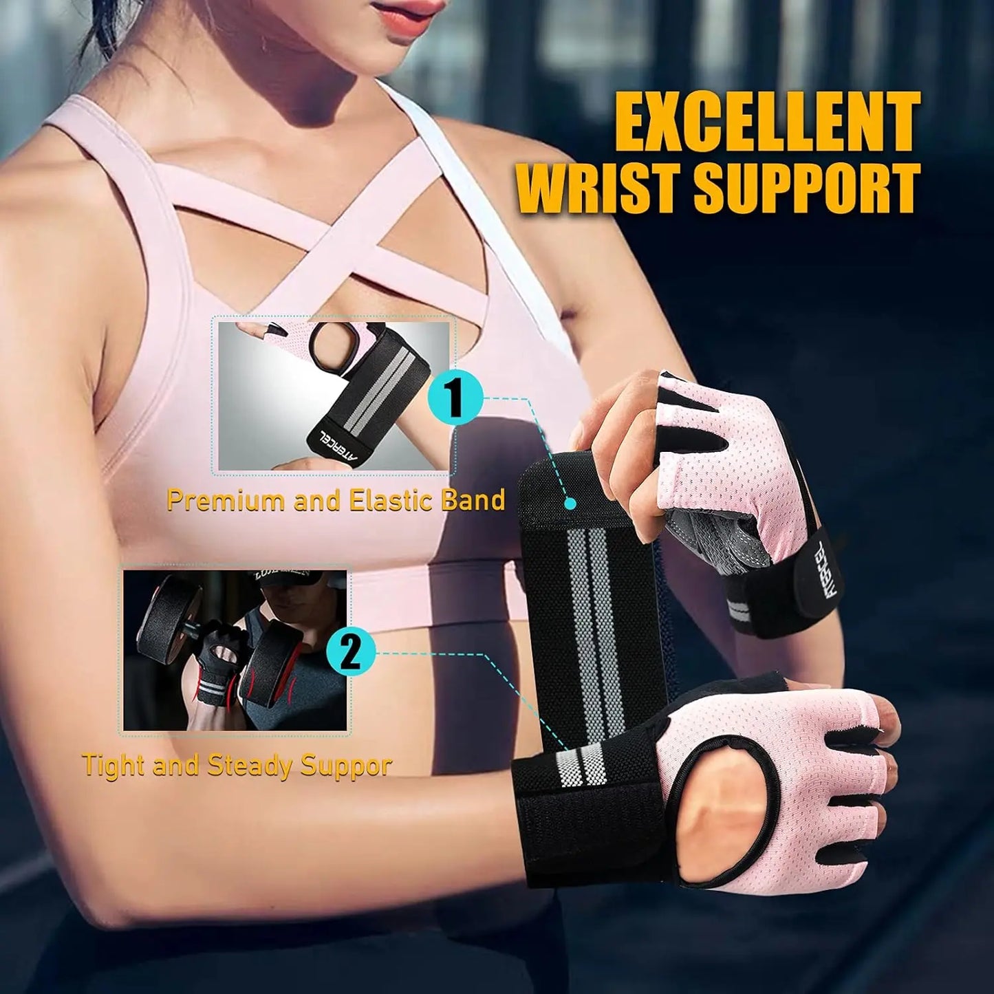 Gym Workout Gloves for Men & Women, Anti-Slip Weight Lifting Gloves with Wrist Support, Full Palm Protection & Thick Padding for Pull-Ups and Training