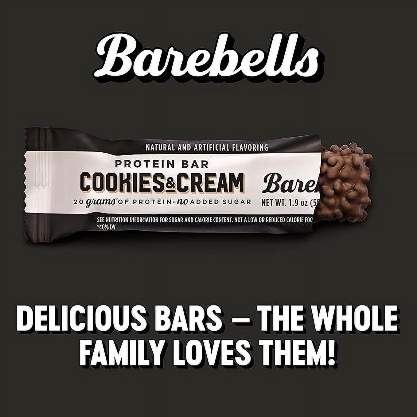 Protein Bars with 20G High Protein, 1.9Oz Bars, Cookies & Cream - 24 Count.