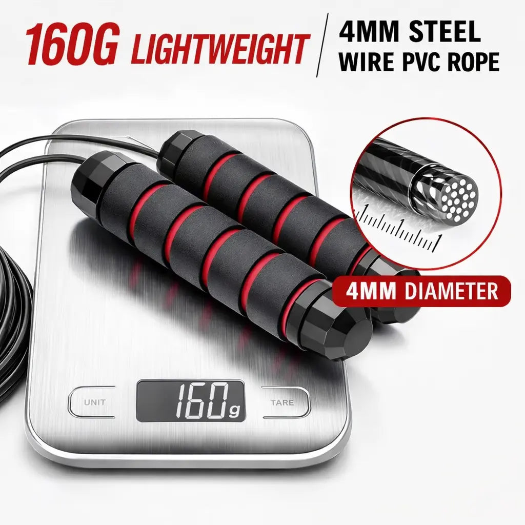 Adjustable Steel Wire Skipping Rope with 3M Adjustable Ropes, Unisex Lightweight Design, Non-Slip Foam Handles, High-Speed Ball Bearings, for Home Gym Fitness Training & Outdoor Fun